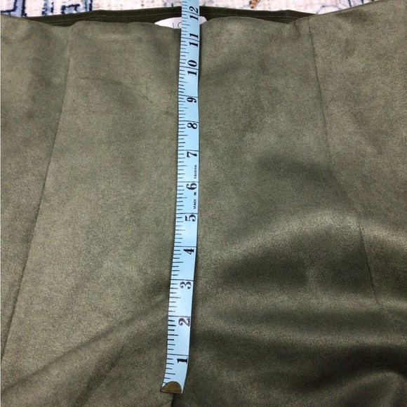 NWT Loft Ann Taylor Olive Green High-Waisted Large Brushed Faux Suede - Picture 10 of 10